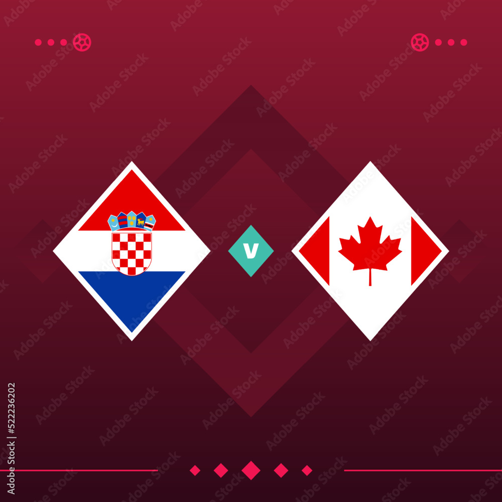croatia, canada world football 2022 match versus on red background. vector illustration croatia, canada world football 2022 match versus on red background. vector illustration