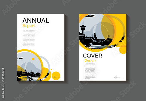 cover Circle modern design abstract background Yellow book cover Brochure  template,annual report, magazine and flyer layout Vector a4