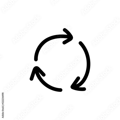 Recycling Hand Drawn Icon. Doodle reuse illustration. Vector Rotation Icon