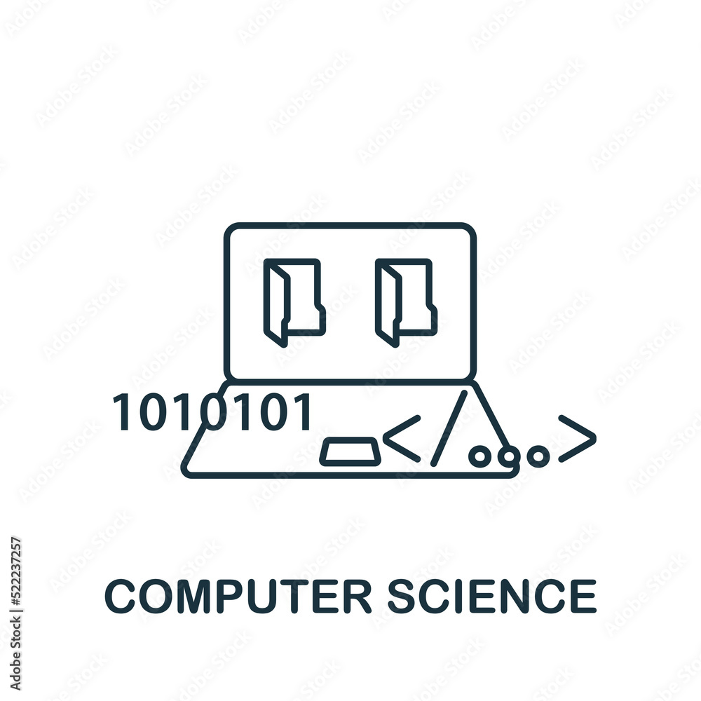 Computer Science icon. Monochrome simple line Data Science icon for templates, web design and infographics Computer Science icon. Monochrome simple line Data Science icon for templates, web design and infographics