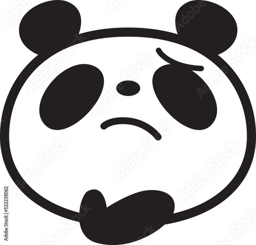 シンプルパンダ顔アイコン　考え中