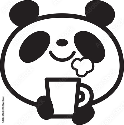 シンプルパンダ顔アイコン　コーヒーで一服