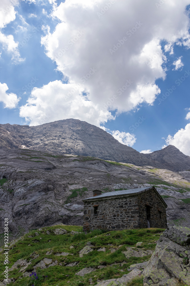 small stone shelter in the french pyrenees near gavarnie small stone shelter in the french pyrenees near gavarnie