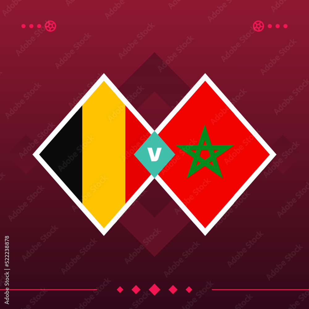 germany, morocco world football 2022 match versus on red background. vector illustration germany, morocco world football 2022 match versus on red background. vector illustration