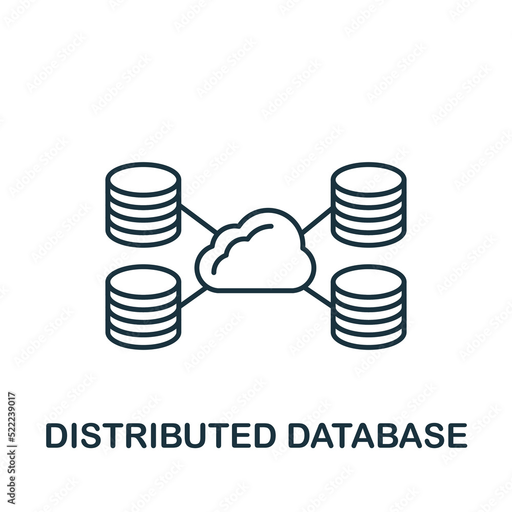 Vetor de Distributed Database icon. Monochrome simple line Data Science ...