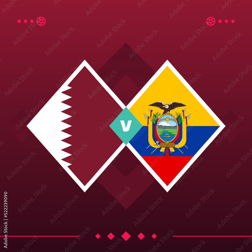 qatar, ecuador world football 2022 match versus on red background. vector illustration qatar, ecuador world football 2022 match versus on red background. vector illustration