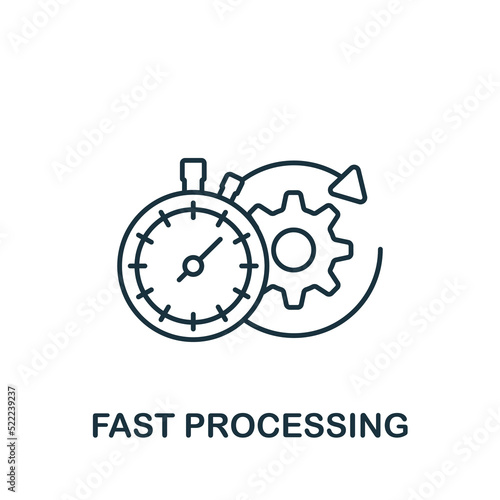 Fast Processing icon. Monochrome simple line Data Science icon for templates, web design and infographics