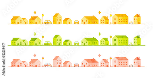 Hand drawn cityscape illustration. watercolor vector divider set