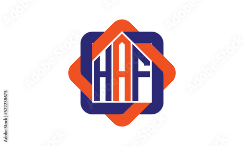 HAF three letter real estate logo with home icon logo design vector template | construction logo | housing logo | engineering logo | initial letter logo | minimalist logo | property logo |