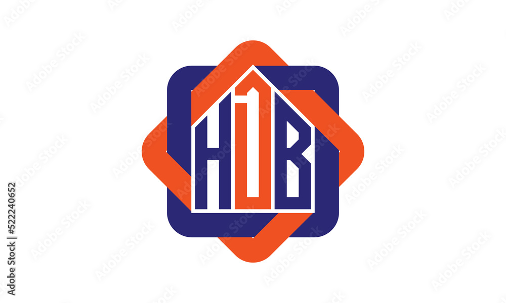 HDB three letter real estate logo with home icon logo design vector ...