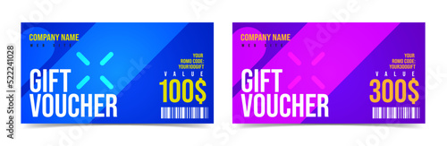 Company gift voucher with 100 and 300 dollar reward