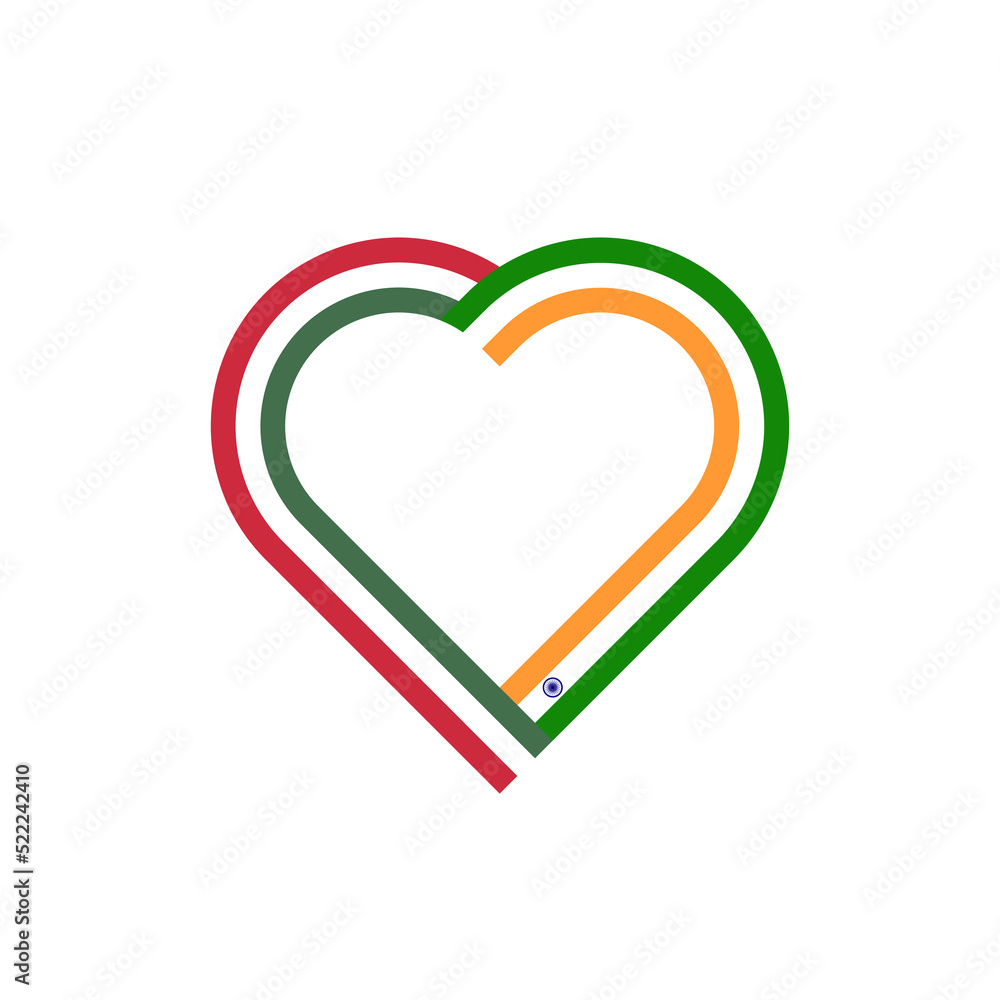 unity concept. heart ribbon icon of hungary and india flags. vector illustration isolated on white background unity concept. heart ribbon icon of hungary and india flags. vector illustration isolated on white background