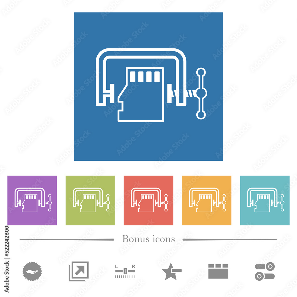 Micro sd memory card compress outline flat white icons in square backgrounds Micro sd memory card compress outline flat white icons in square backgrounds