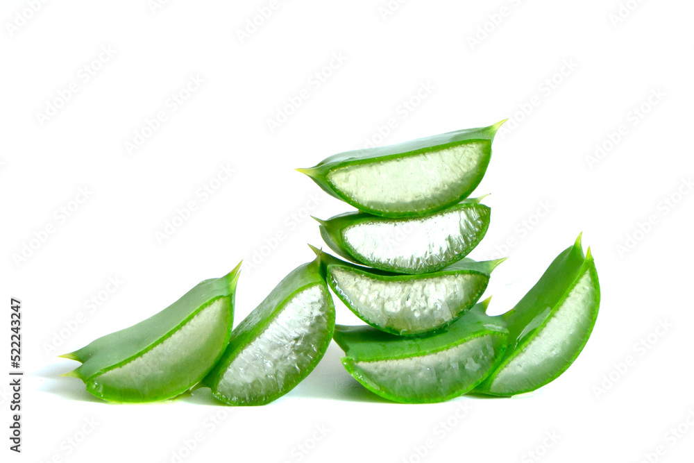 heap of aloe vera fresh sliced leaves isolated over white heap of aloe vera fresh sliced leaves isolated over white