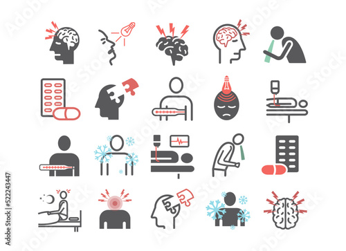 Meningitis line icons. Symptoms, Treatment. Vector signs for web graphics.