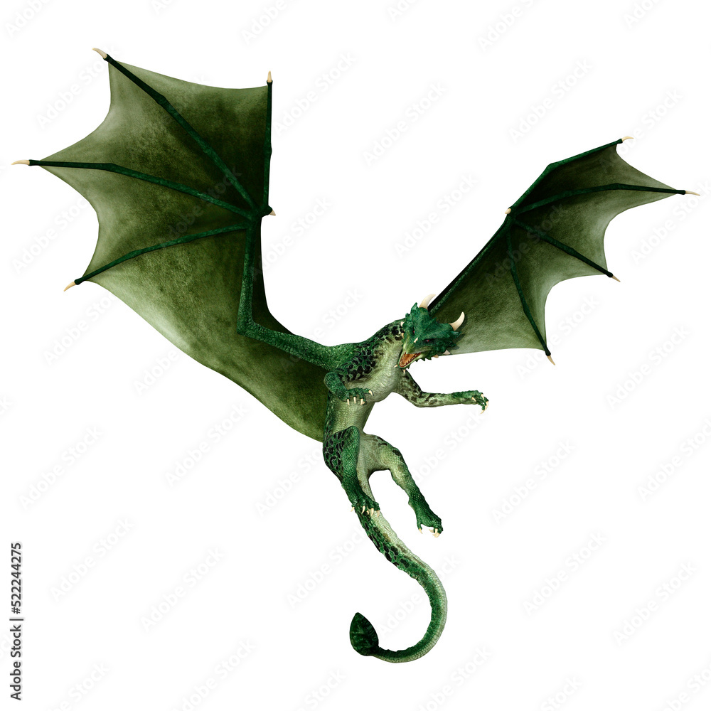 Fototapeta premium 3D Rendering Fairy Tale Dragon on White