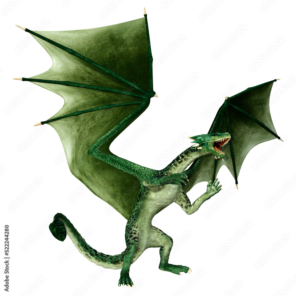 Fototapeta premium 3D Rendering Fairy Tale Dragon on White
