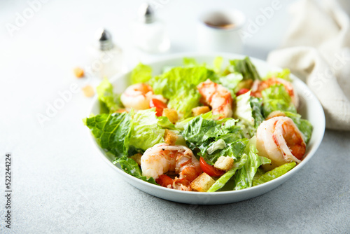 Traditional Caesar salad with shrimps