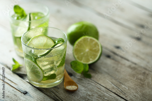 Refreshing homemade Mojito cocktail with lime