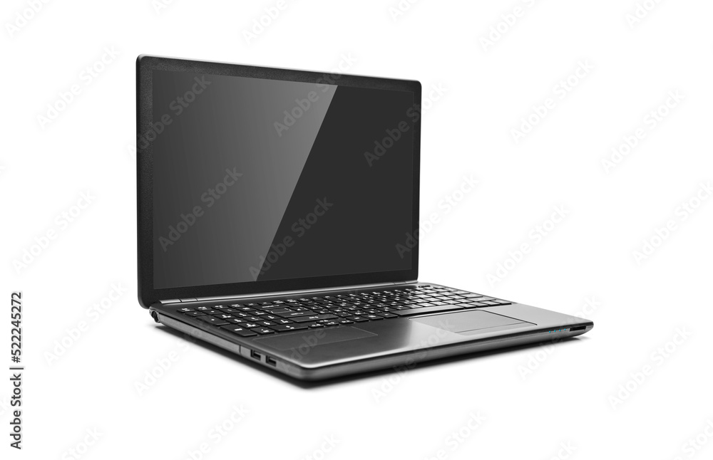 Laptop with blank screen isolated on white background. Laptop with blank screen isolated on white background.
