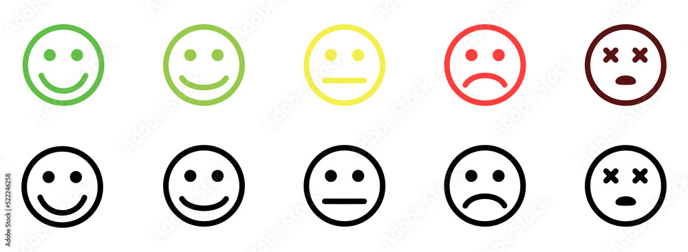 Emoji icon set of satisfaction level. Simple feedback in form of ...