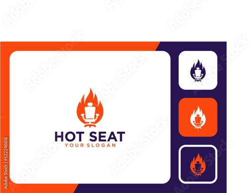 hot seat logo design with fire and chair