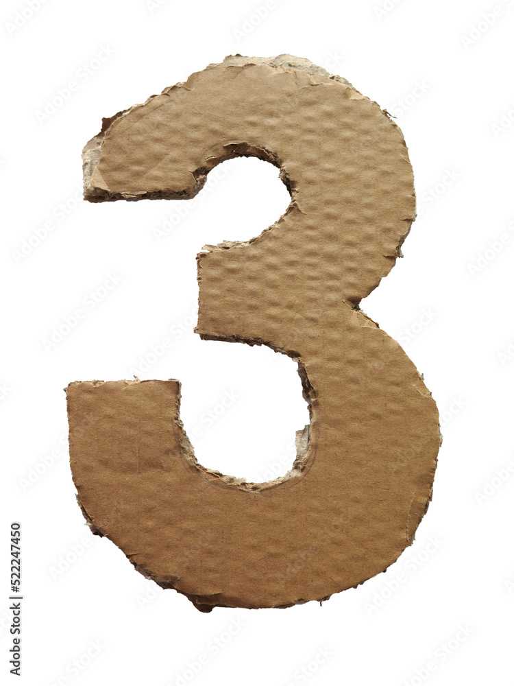 Cardboard texture Number 3 on transparent background Cardboard texture Number 3 on transparent background
