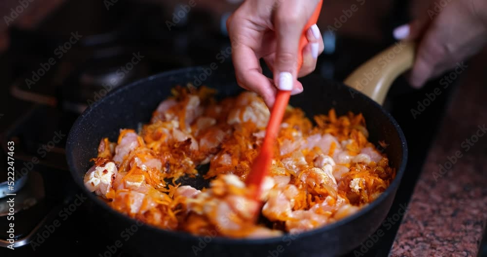 Fried pork or chicken fillet with hot butter and fried carrots Fried pork or chicken fillet with hot butter and fried carrots