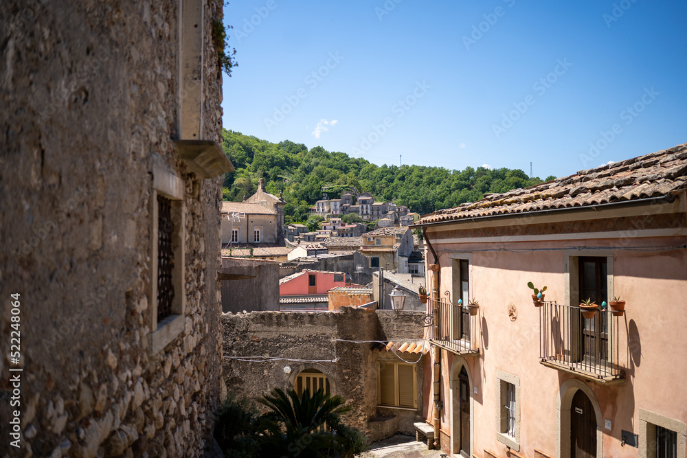 Charming Alleyways of an Old Italian Town in the Mountains: A Scenic View of European Architecture and Culture