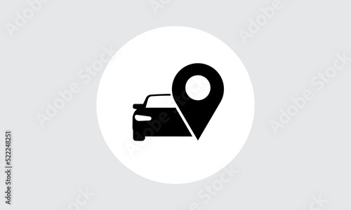 Car and pin location logo. Simple vector modern icon design Element illustration.