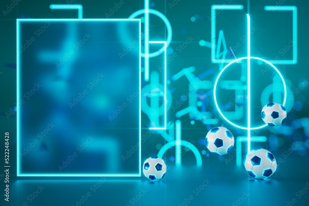 football ball object in the abstract background. light neon shape