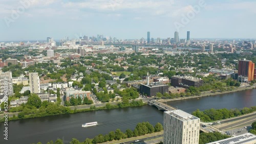 Beautiful Establishing Shot Above Cambridge, MA on Summer Afternoon photo