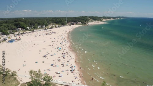 Wallpaper Mural Lake Michigan beach in Muskegon, Michigan with drone video moving sideways. Torontodigital.ca