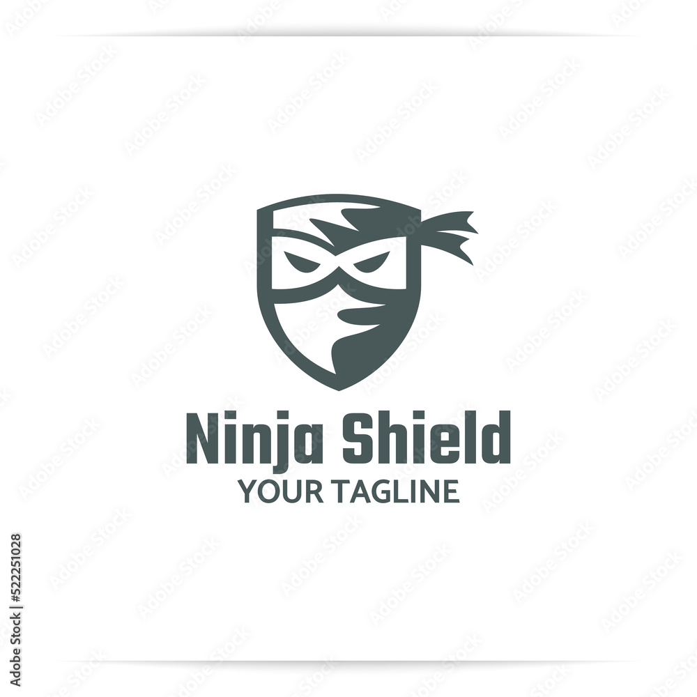 Fototapeta premium ninja shield logo design vector, defence, secure