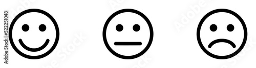 Emoji icon set of satisfaction level. Simple feedback in form of emotions in flat style. Customer feedback. Range to assess the emotions Excellent, good, normal, bad, awful symbols Vector illustration