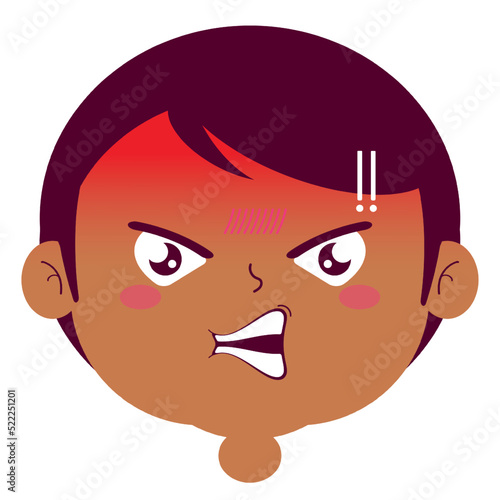 boy angry face cartoon cute