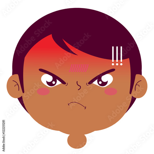 boy angry face cartoon cute