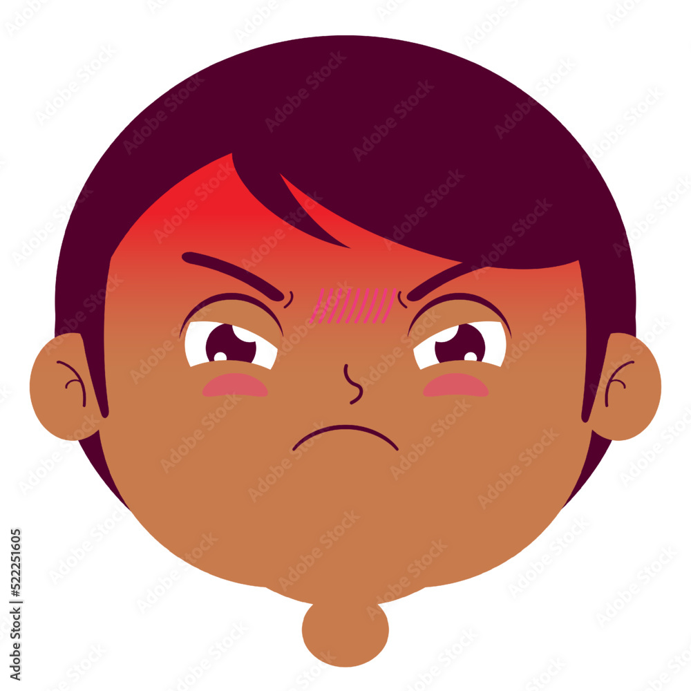 boy angry face cartoon cute