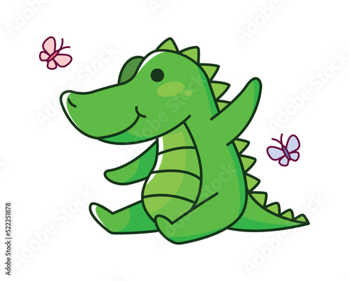Funny crocodile  cute vector animal.
