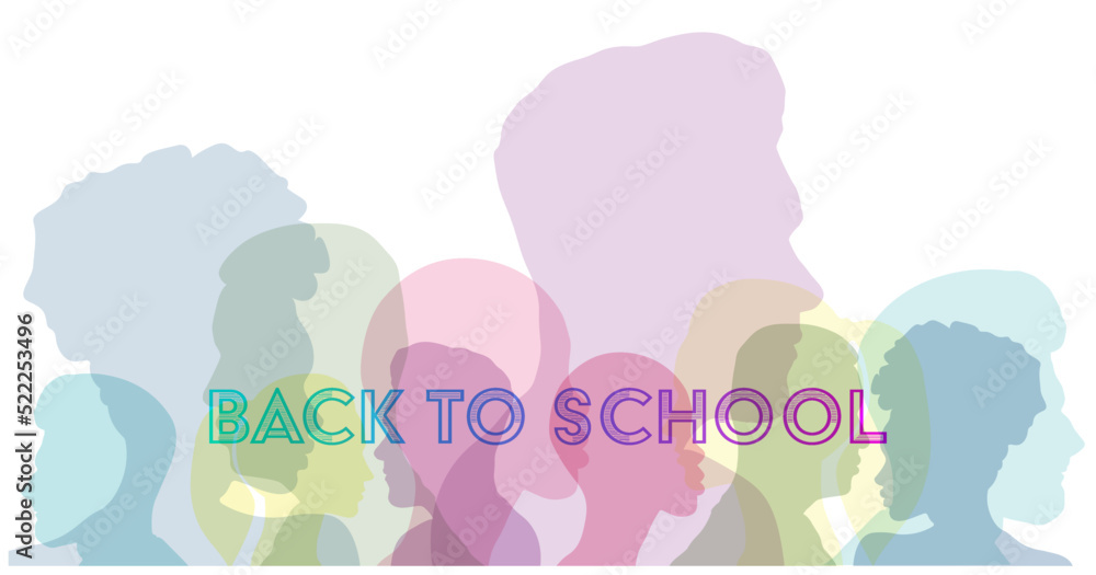 People silhouette head isolated. Back to school banner. People silhouette head isolated. Back to school banner.