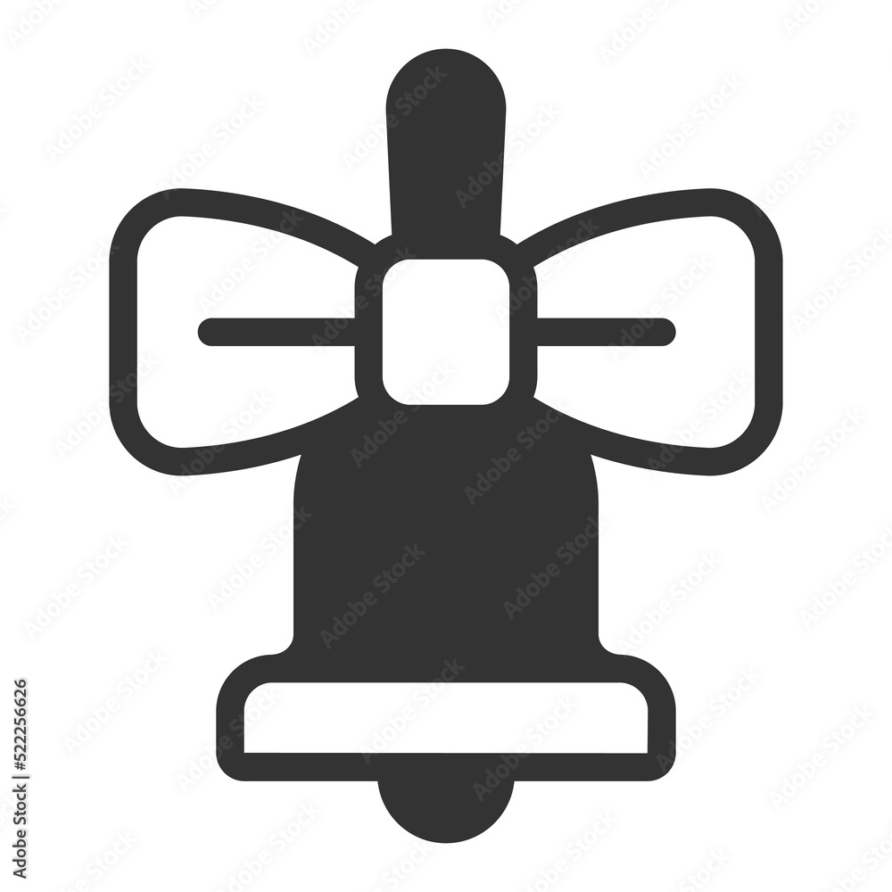School bell with bow - icon, illustration on white background, glyph style