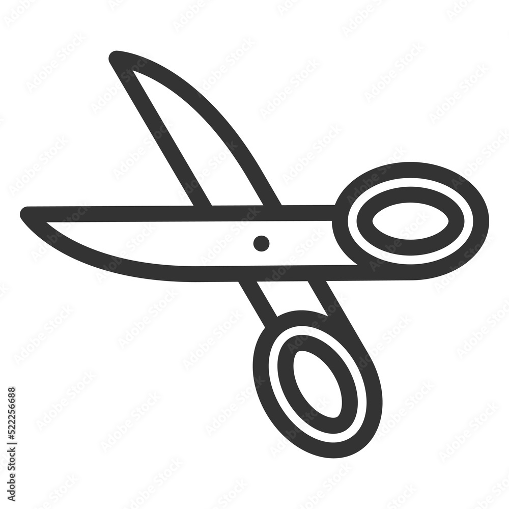 Scissors for cutting paper and fabric - icon, illustration on white background, outline style Scissors for cutting paper and fabric - icon, illustration on white background, outline style