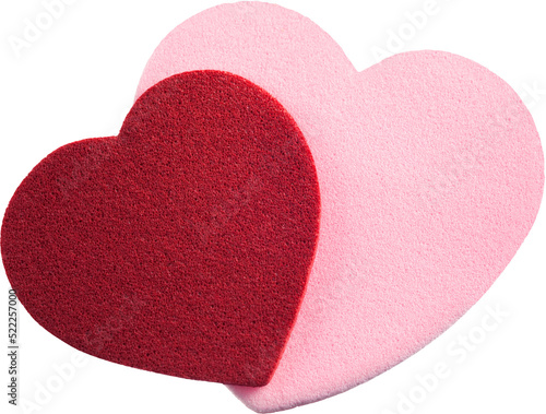Pink and red Valentines Day hearts cutout on transparent background for romantic valentine love themes