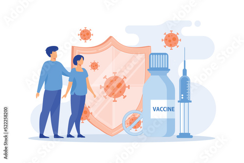 Coronavirus vaccine News tracker, find and test vaccine, coronavirus vaccination program, medical laboratory team, scientific research flat design modern illustration