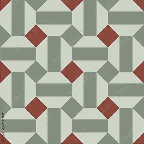 ethnic geometric motifs on abstract background tiles.