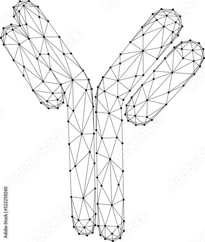 Antibody immunoglobulin coronavirus vaccine result from abstract futuristic polygonal black lines and dots. Vector illustration.