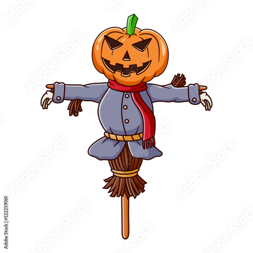Pumpkin scarecrow cartoon character