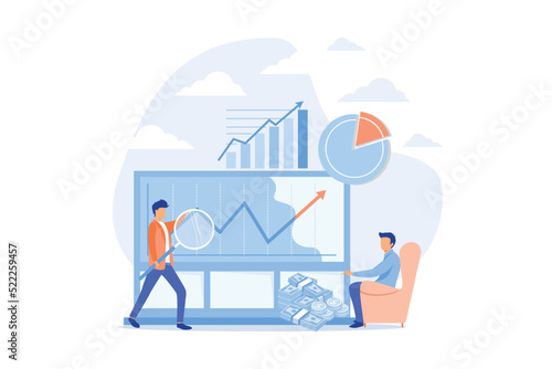 Investment profit growth, monetary policy to control economic, market domination or manipulation concept, flat design modern illustration