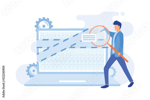 Computer forensics Digital forensic science, computer crime investigation, digital storage medium, data recovery, information retrieval Flat vector Modern illustration