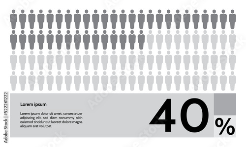 40 percent people population demography, diagram, infographics concept, element design. Vector illustration